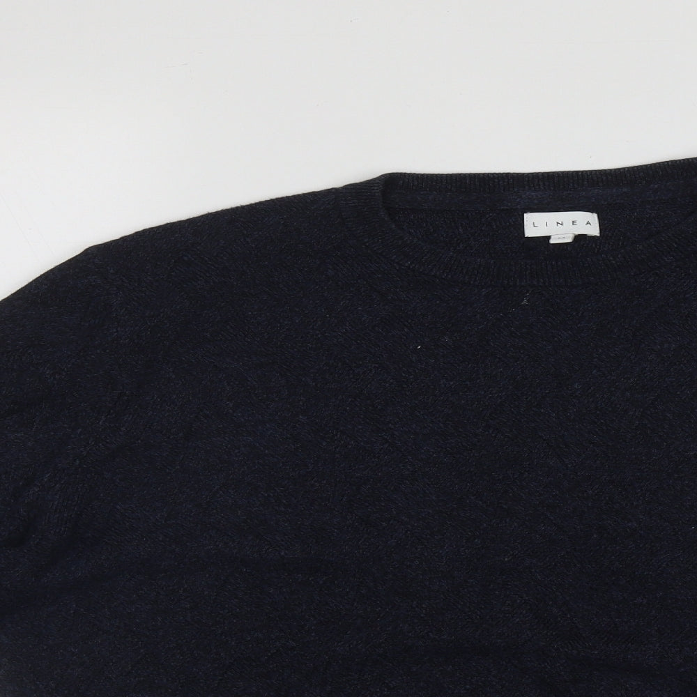 House of Fraser Mens Blue Round Neck  Cotton Pullover Jumper Size M