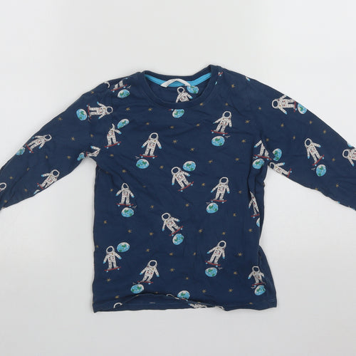 Marks and Spencer Boys Blue  Cotton Basic T-Shirt Size 4-5 Years Round Neck  - Spaceman