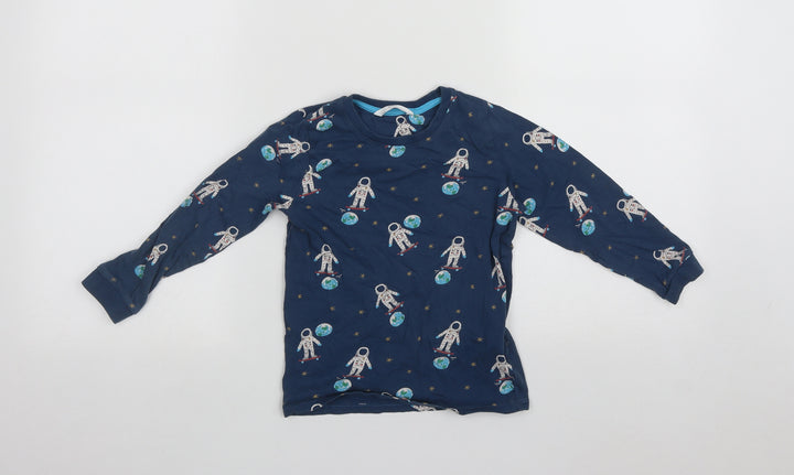 Marks and Spencer Boys Blue Cotton Basic T-Shirt Size 4-5 Years Round Neck - Spaceman