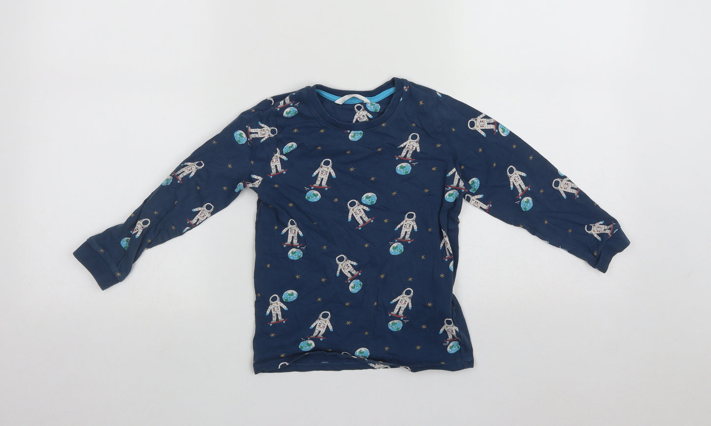 Marks and Spencer Boys Blue  Cotton Basic T-Shirt Size 4-5 Years Round Neck  - Spaceman