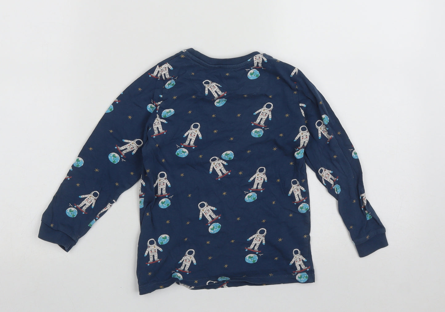 Marks and Spencer Boys Blue  Cotton Basic T-Shirt Size 4-5 Years Round Neck  - Spaceman