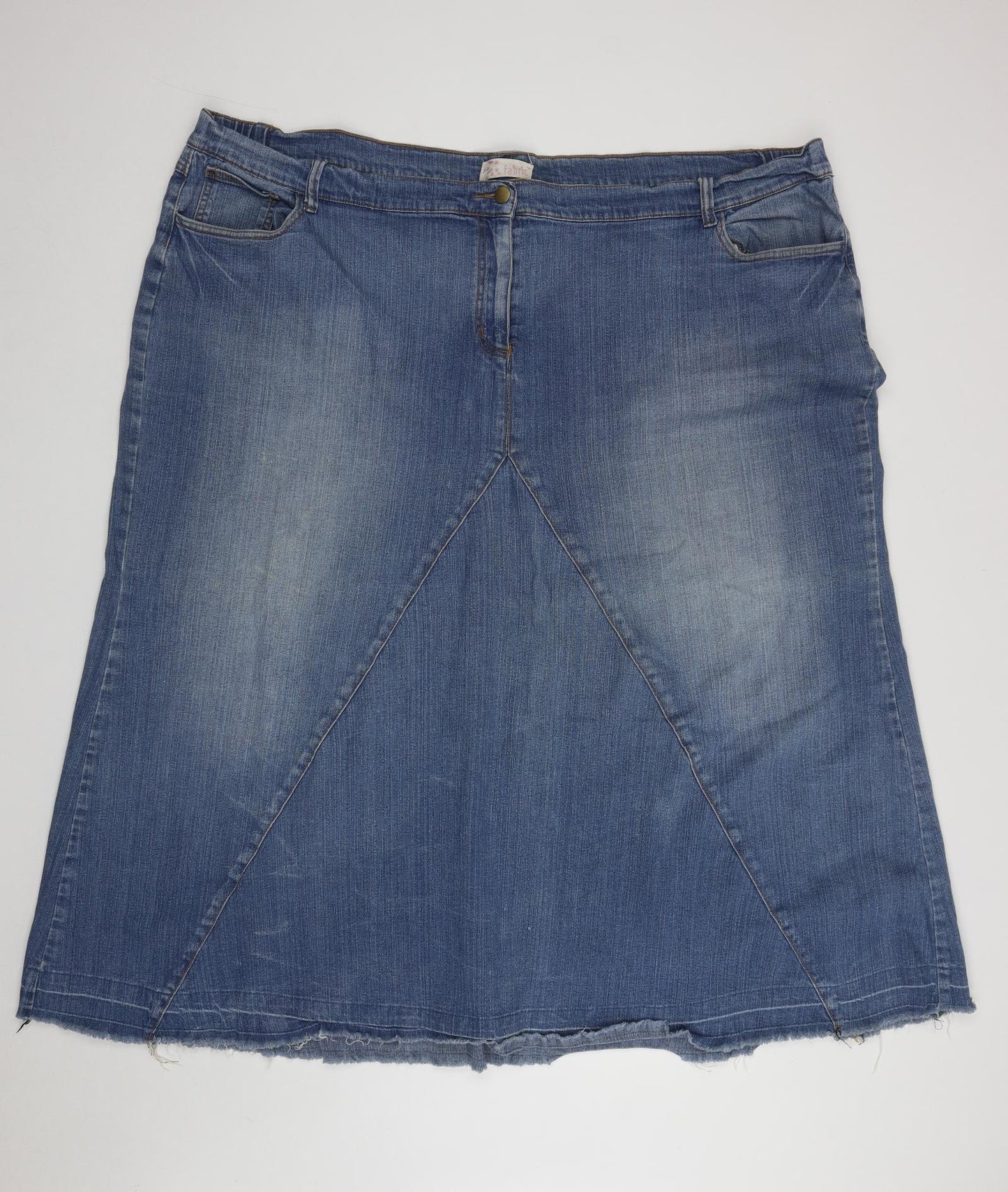 Fabric Womens Blue  Cotton A-Line Skirt Size 32   Zip