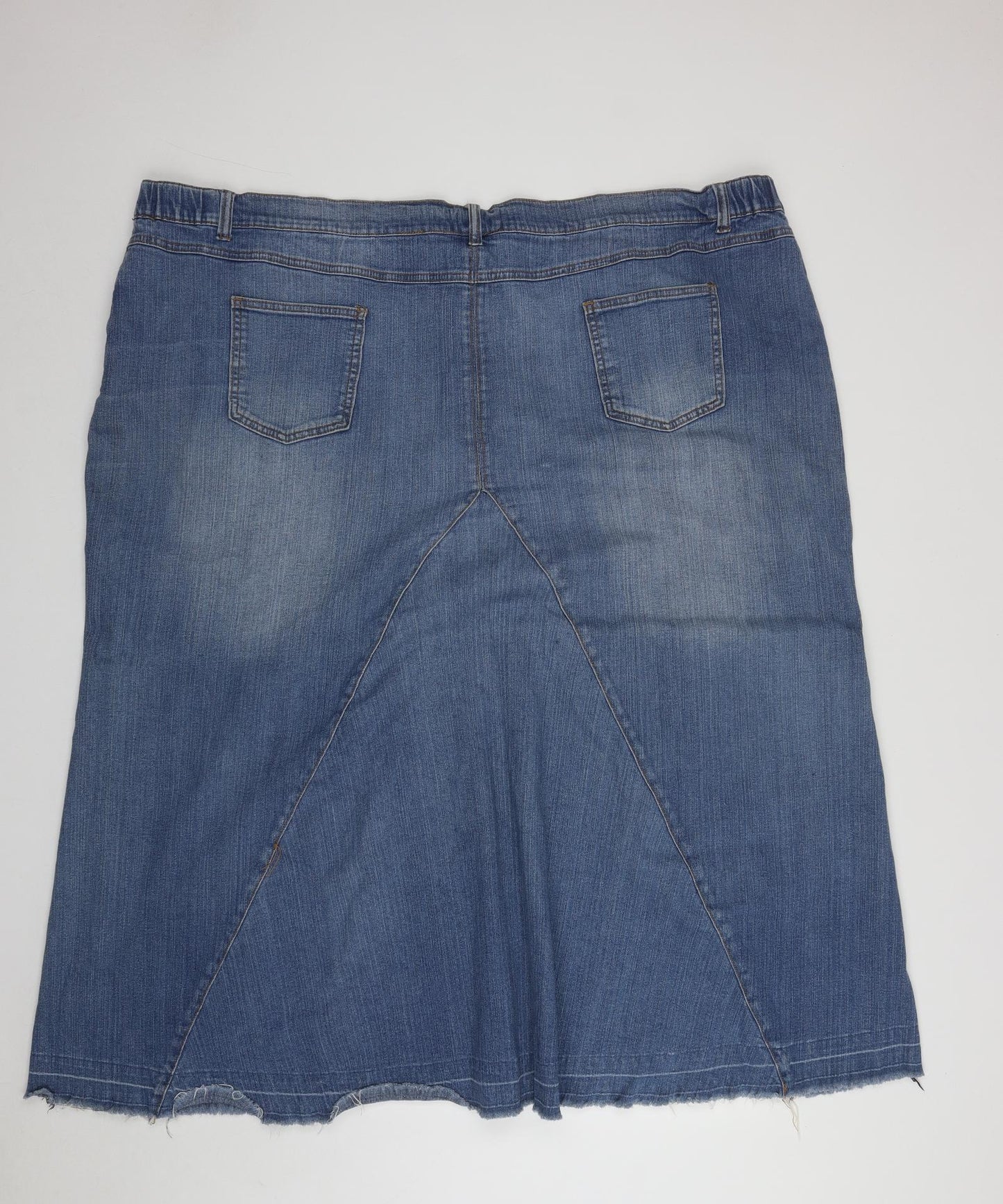 Fabric Womens Blue  Cotton A-Line Skirt Size 32   Zip