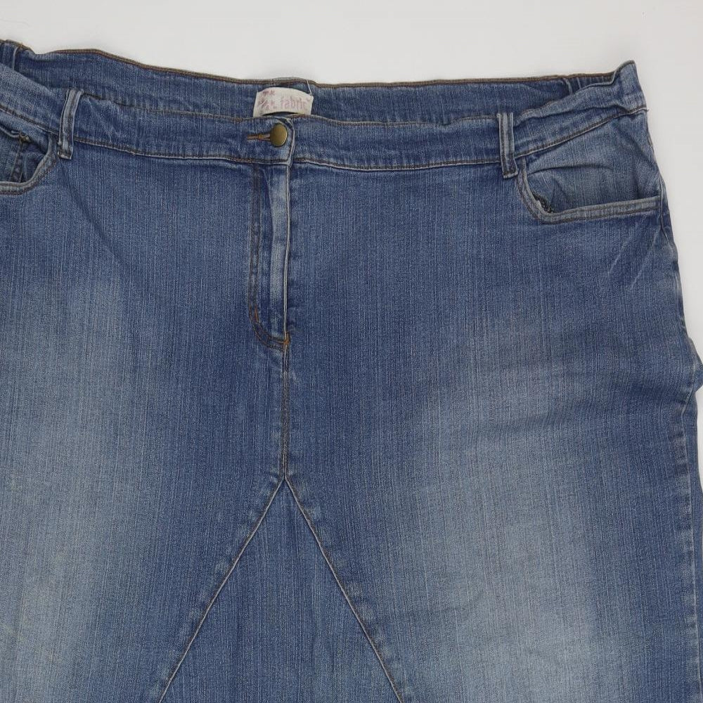 Fabric Womens Blue  Cotton A-Line Skirt Size 32   Zip