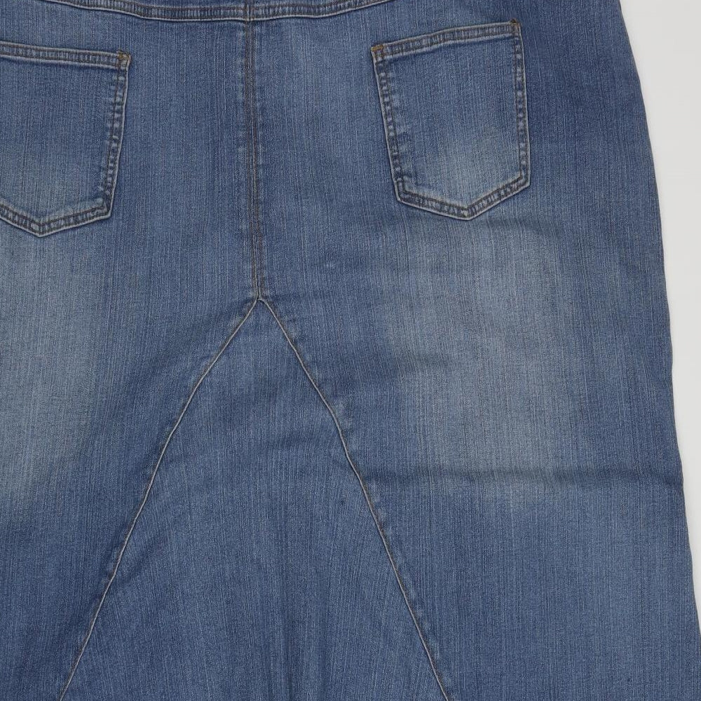 Fabric Womens Blue  Cotton A-Line Skirt Size 32   Zip