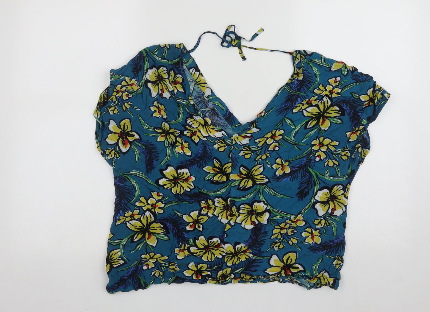 Matalan Womens Multicoloured Floral Viscose Basic Tank Size 14 V-Neck
