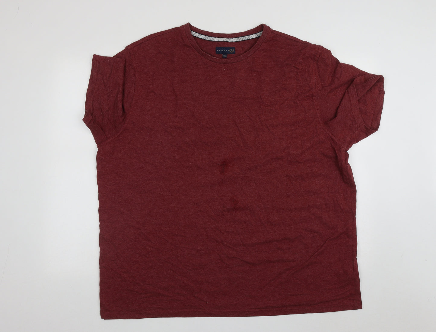 Lincoln Mens Red  Cotton  T-Shirt Size 3XL Round Neck