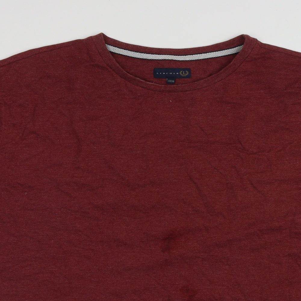 Lincoln Mens Red  Cotton  T-Shirt Size 3XL Round Neck