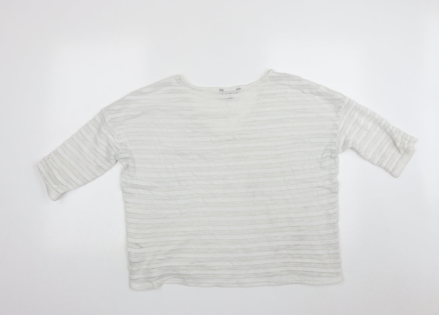 NEXT Womens White  Polyester Basic T-Shirt Size 14 V-Neck