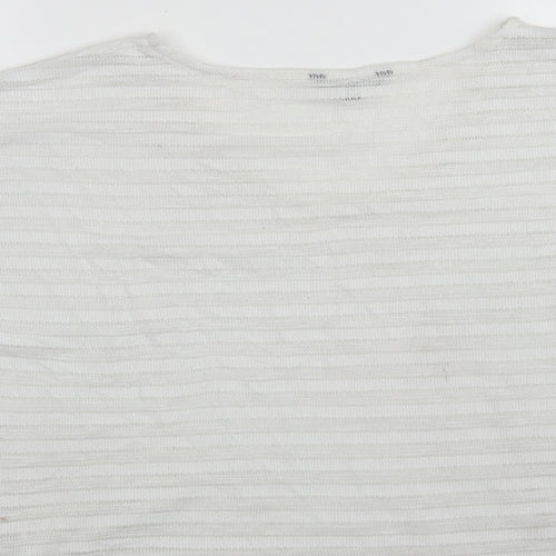 NEXT Womens White  Polyester Basic T-Shirt Size 14 V-Neck
