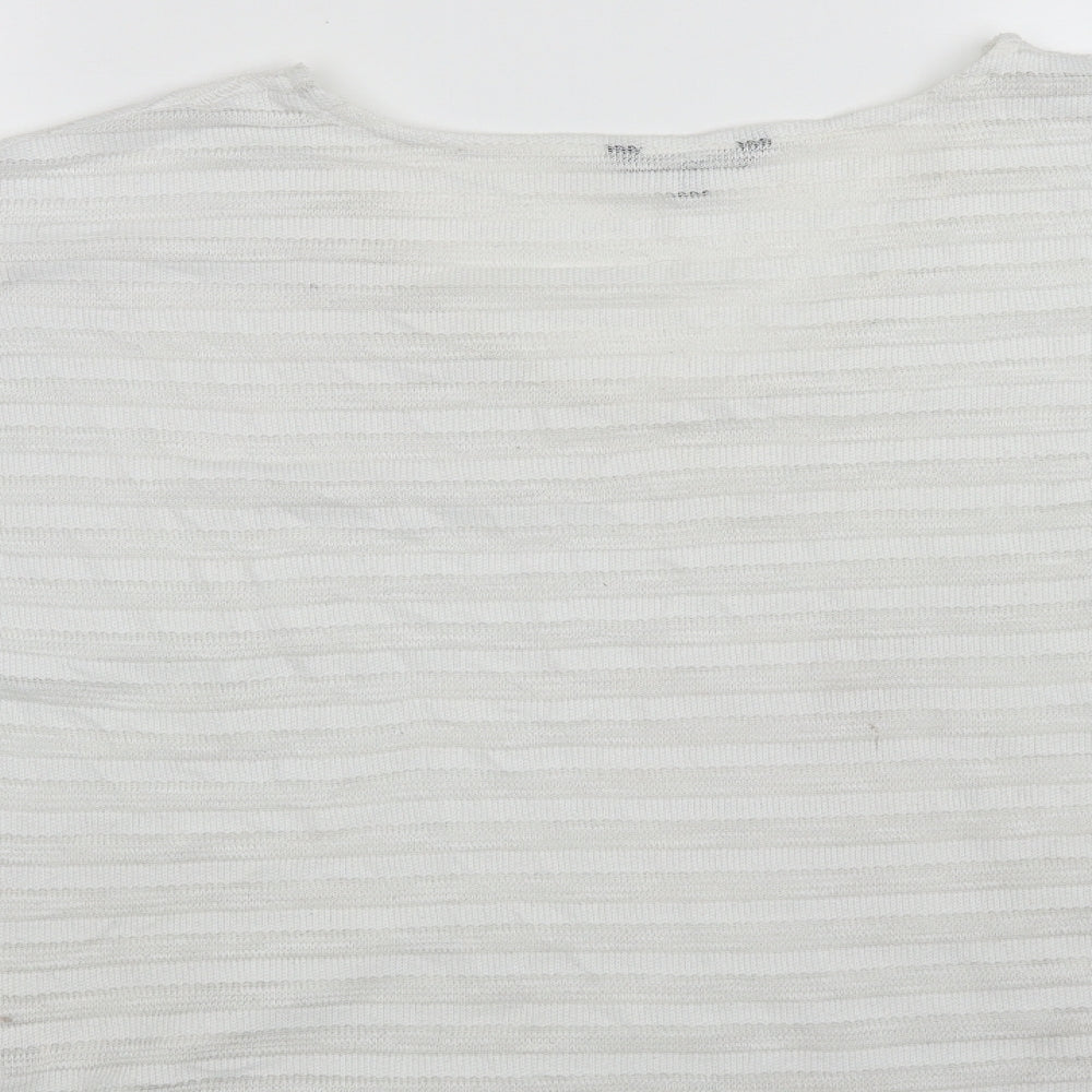 NEXT Womens White  Polyester Basic T-Shirt Size 14 V-Neck