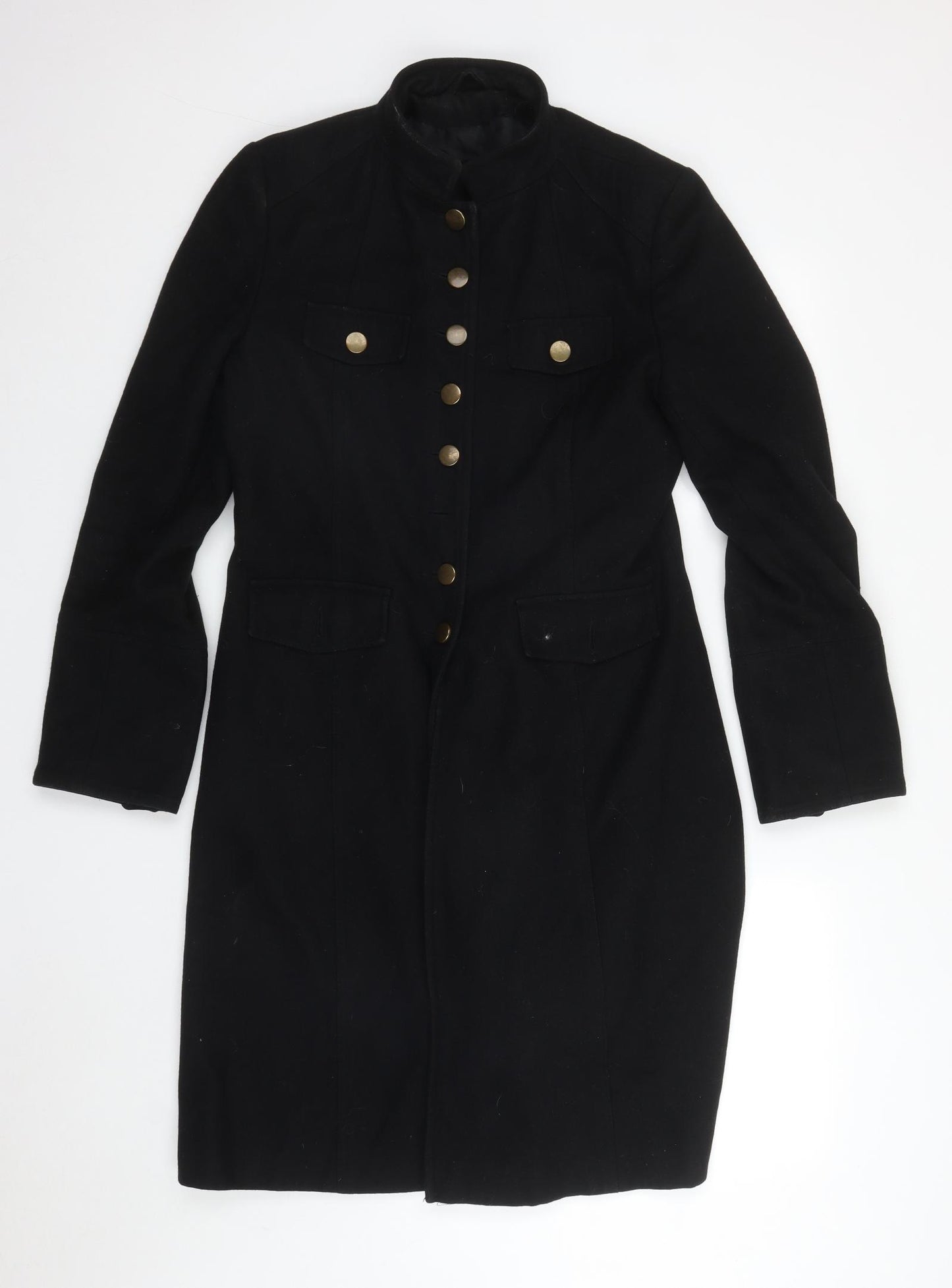 Dorothy Perkins Womens Black   Trench Coat Coat Size 12  Button