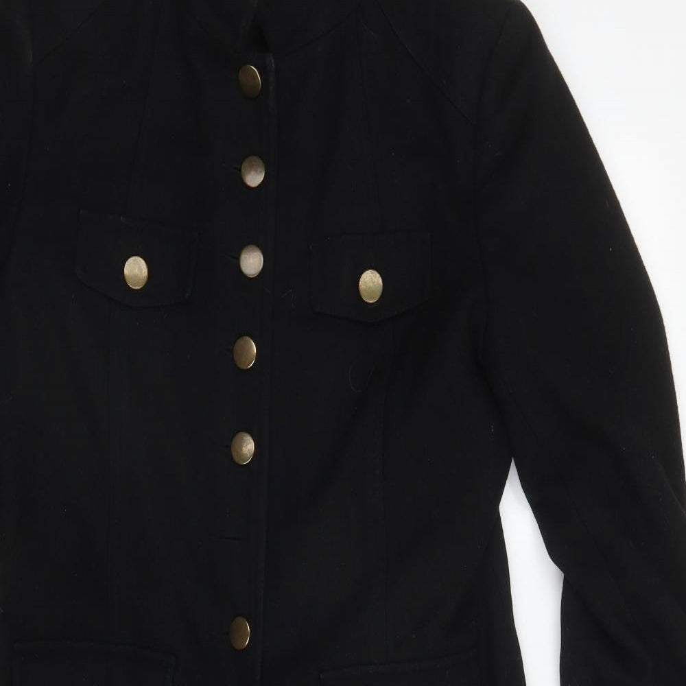 Dorothy Perkins Womens Black   Trench Coat Coat Size 12  Button