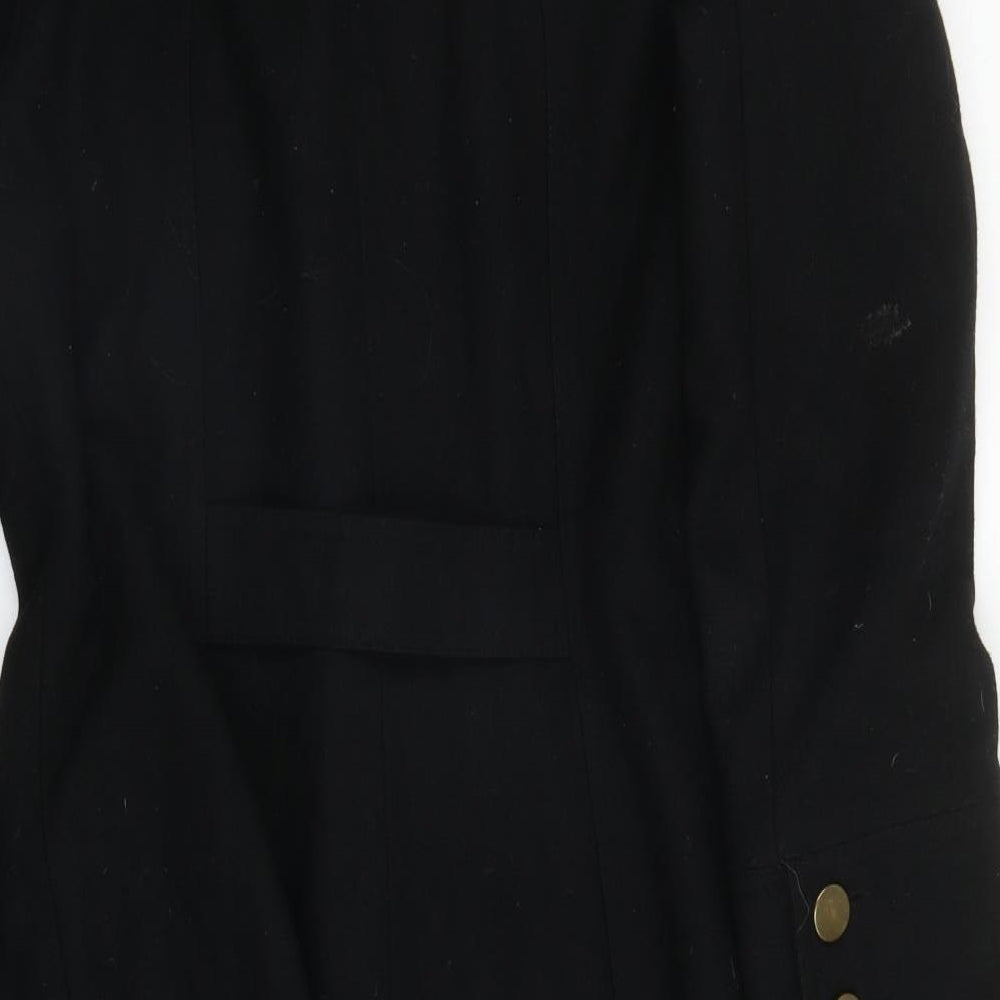 Dorothy Perkins Womens Black   Trench Coat Coat Size 12  Button