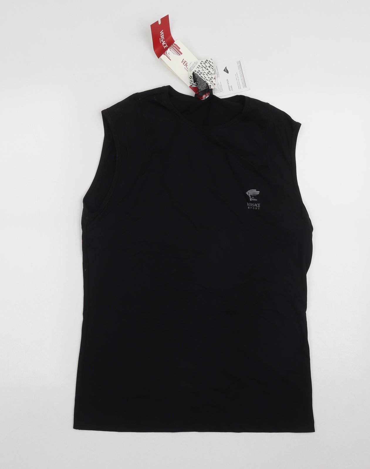 Versace Sport Mens Black  Polyamide Basic T-Shirt Size XL Round Neck