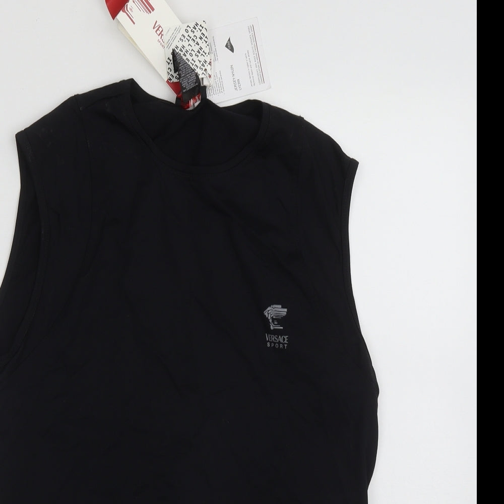 Versace Sport Mens Black  Polyamide Basic T-Shirt Size XL Round Neck
