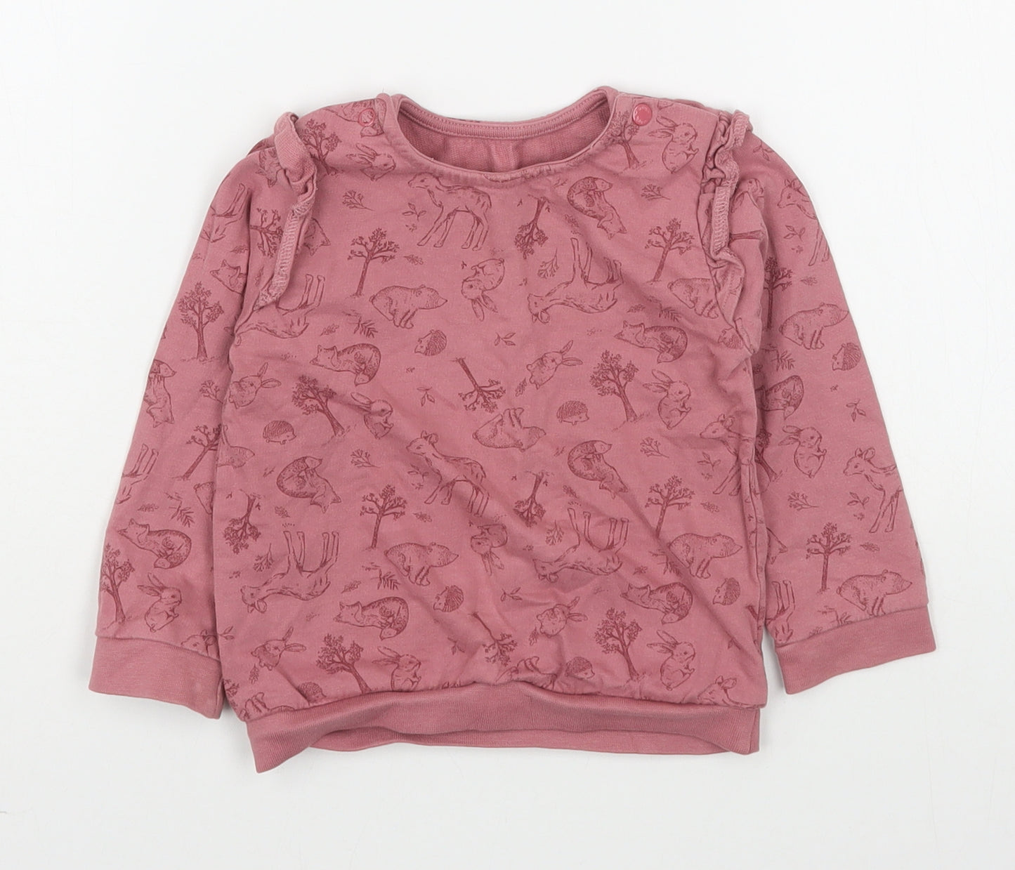 TU Girls Pink Geometric 100% Cotton Pullover Jumper Size 18-24 Months  Pullover