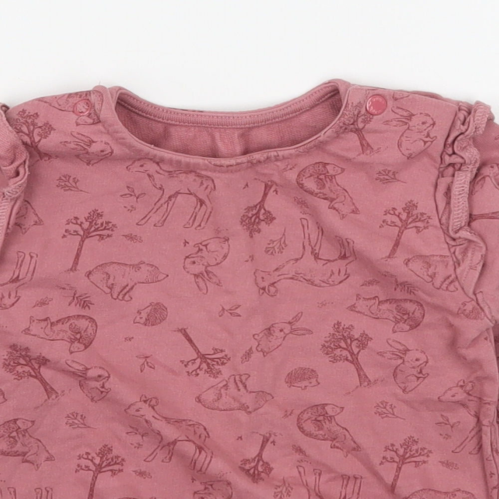 TU Girls Pink Geometric 100% Cotton Pullover Jumper Size 18-24 Months  Pullover