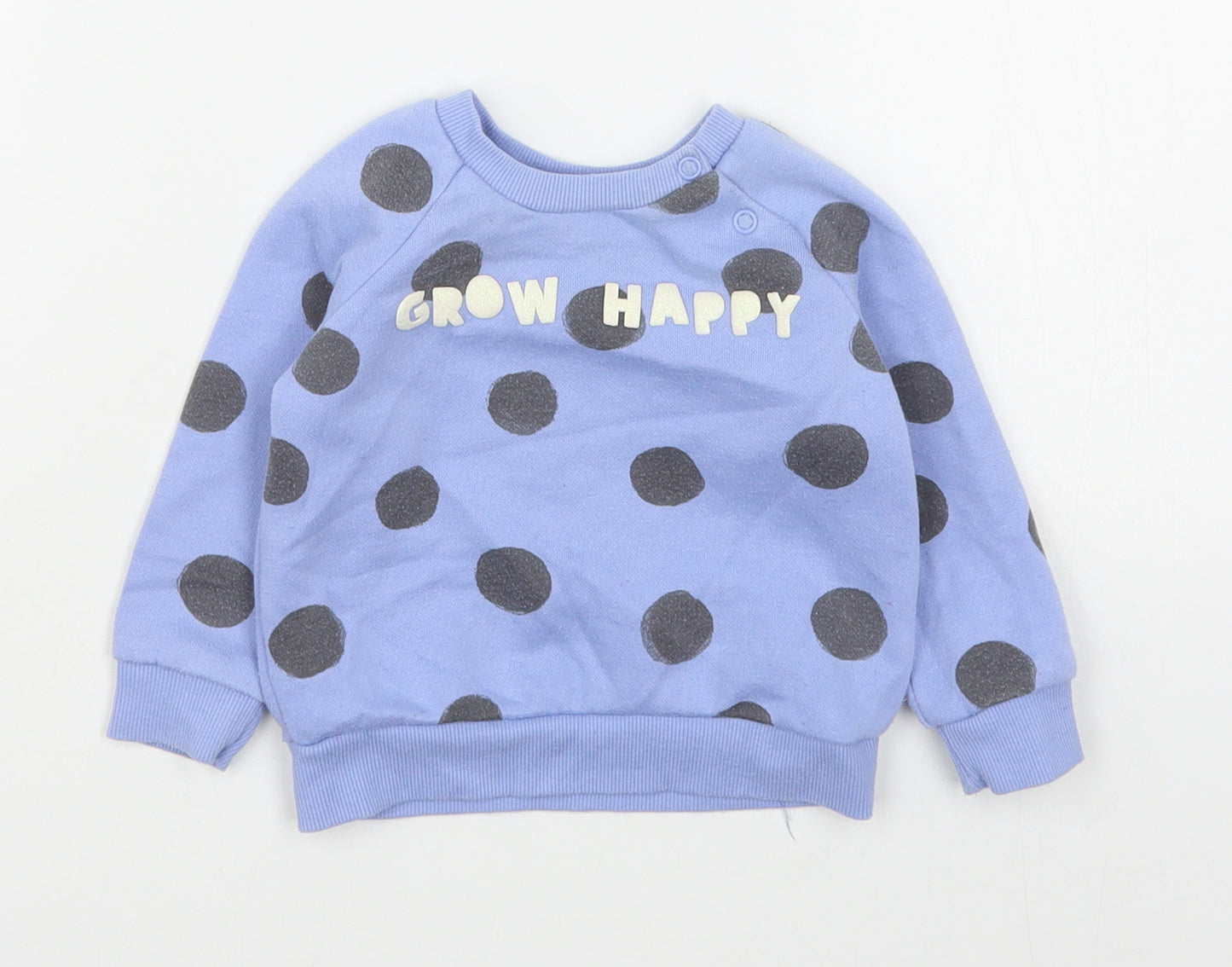 Primark Girls Blue Polka Dot Cotton Pullover Jumper Size 9-12 Months  Pullover