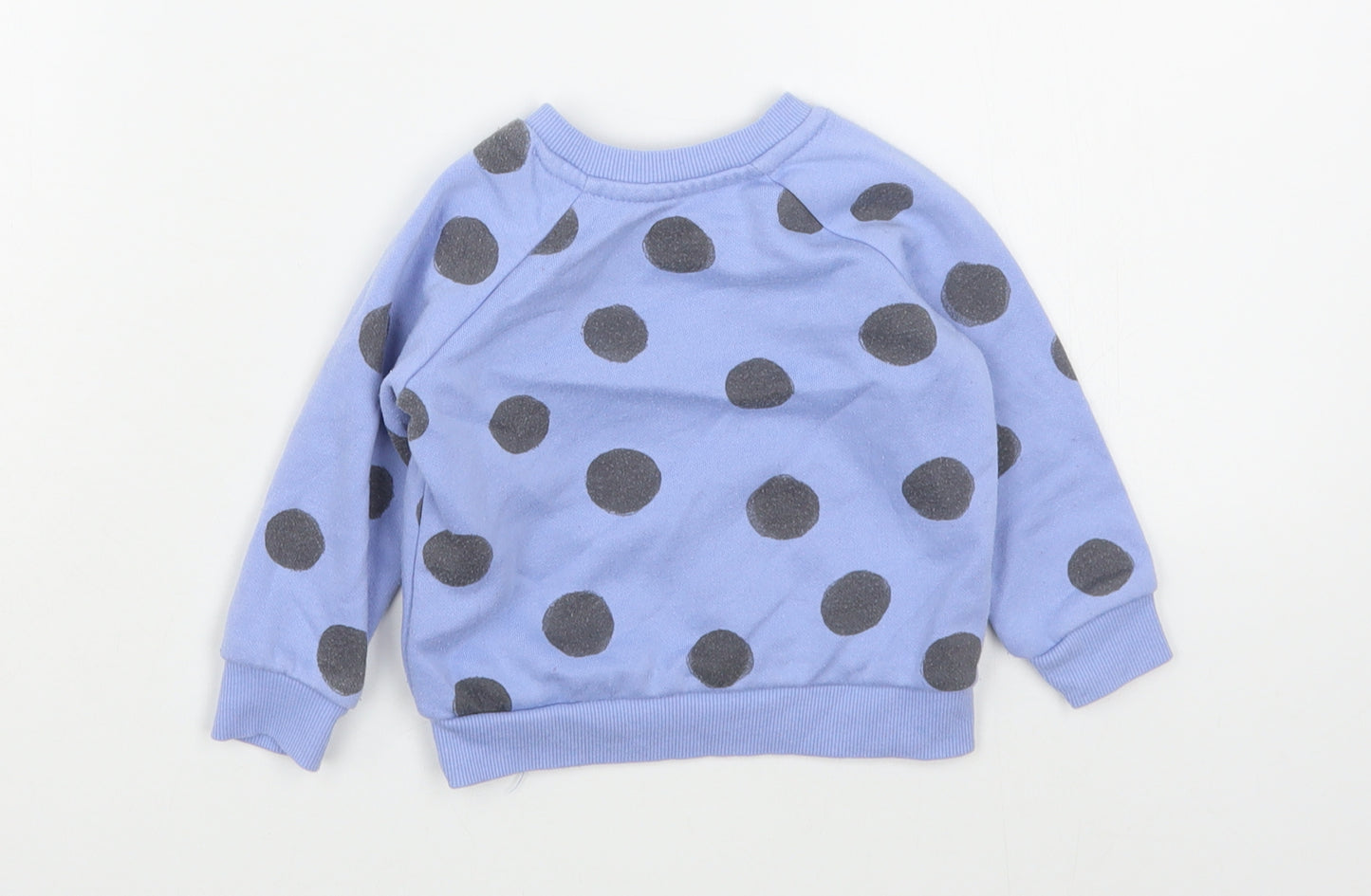 Primark Girls Blue Polka Dot Cotton Pullover Jumper Size 9-12 Months  Pullover