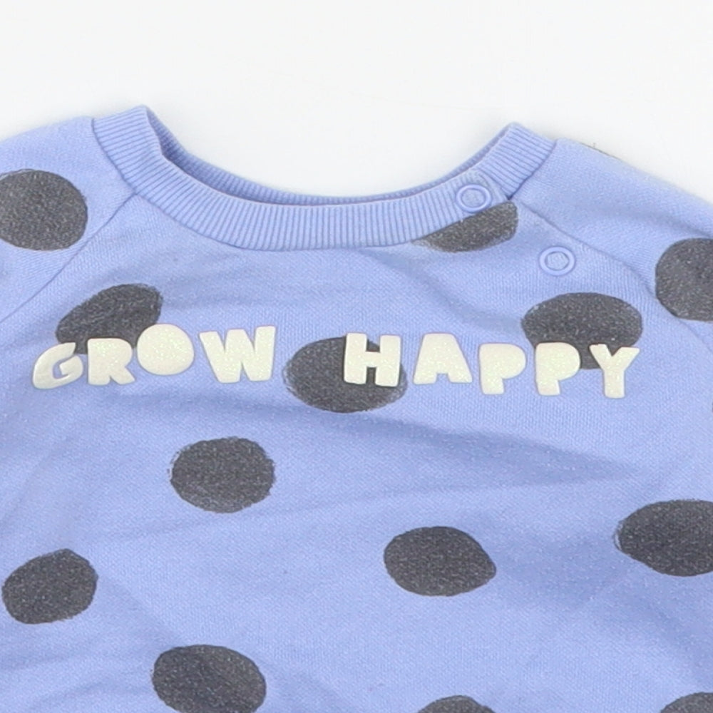 Primark Girls Blue Polka Dot Cotton Pullover Jumper Size 9-12 Months  Pullover