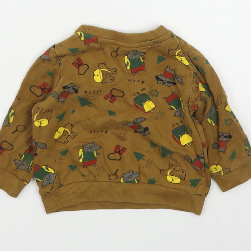 So Cute  Boys Brown Geometric 100% Cotton Pullover Jumper Size 6-9 Months  Pullover