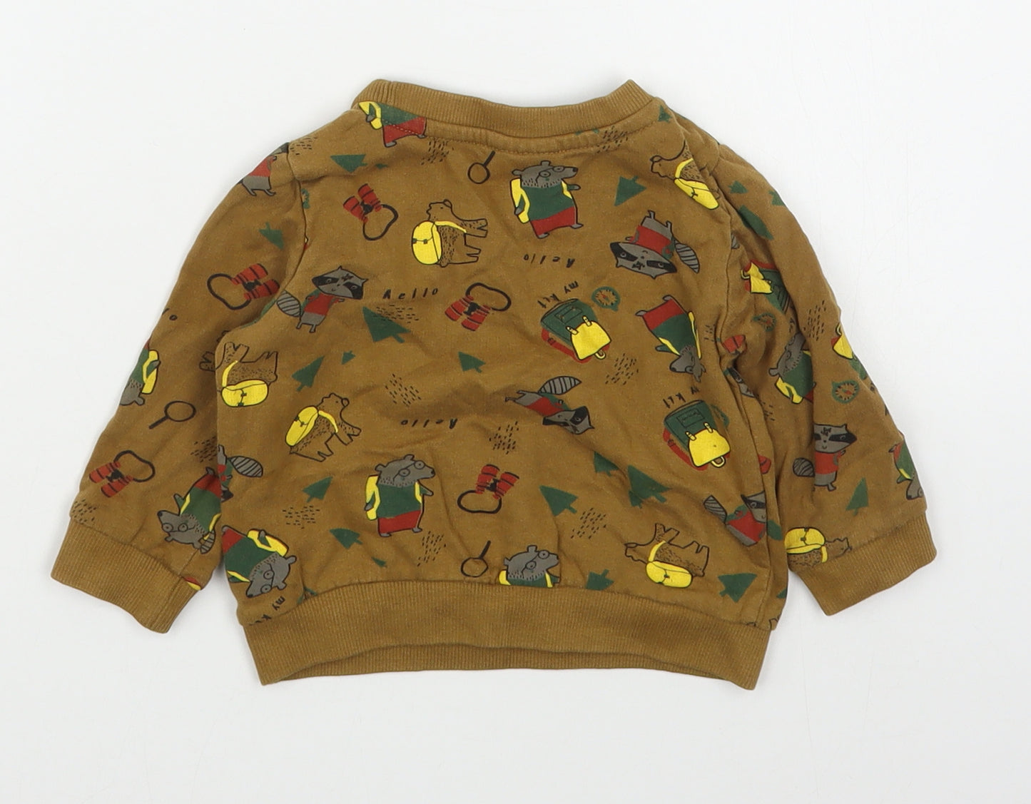 So Cute  Boys Brown Geometric 100% Cotton Pullover Jumper Size 6-9 Months  Pullover