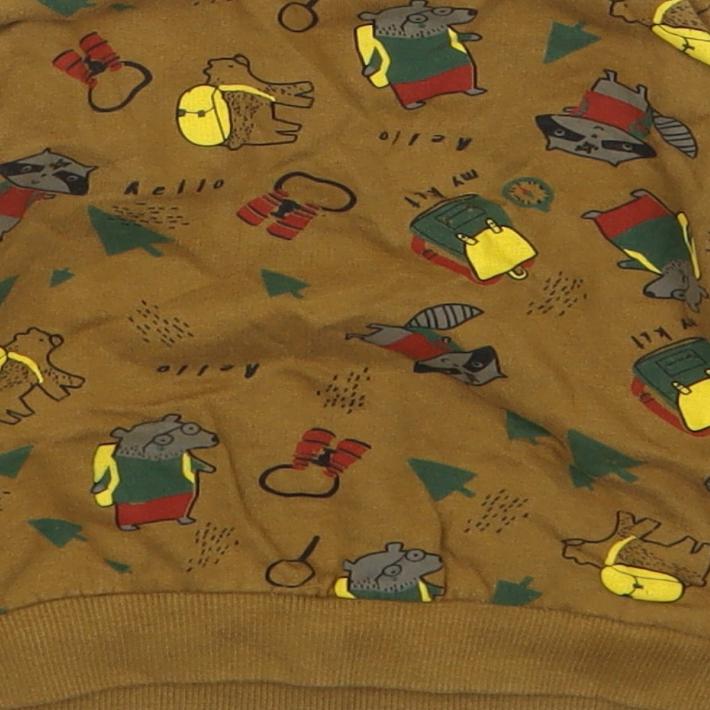 So Cute  Boys Brown Geometric 100% Cotton Pullover Jumper Size 6-9 Months  Pullover