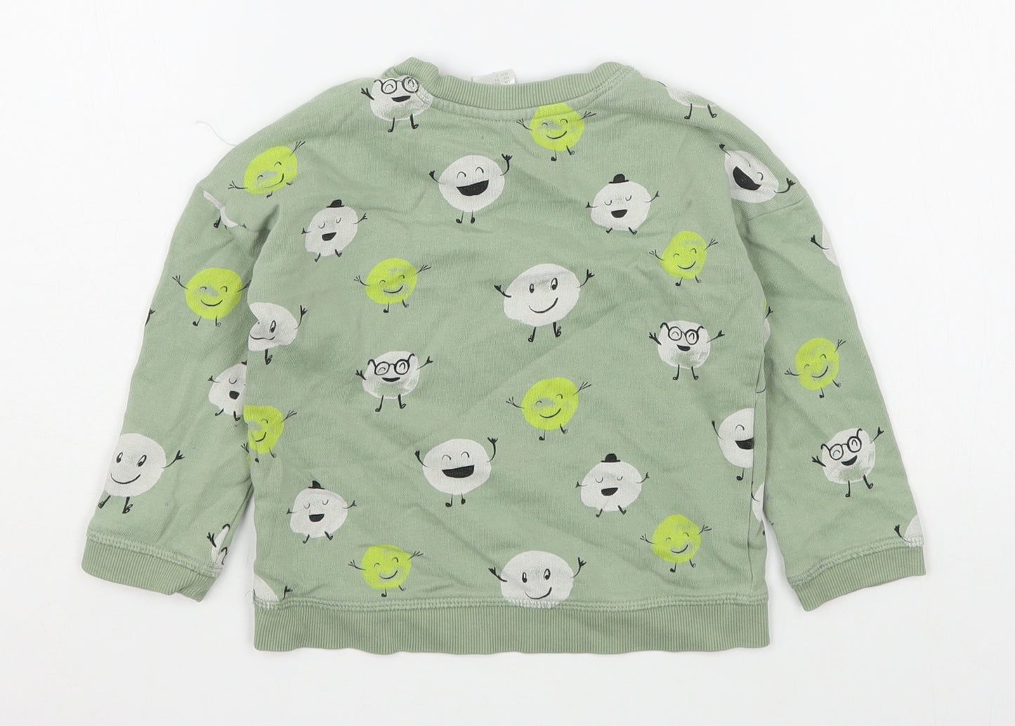 H&M Boys Green Geometric Cotton Pullover Sweatshirt Size 2 Years  Pullover