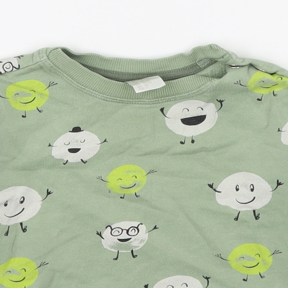 H&M Boys Green Geometric Cotton Pullover Sweatshirt Size 2 Years  Pullover