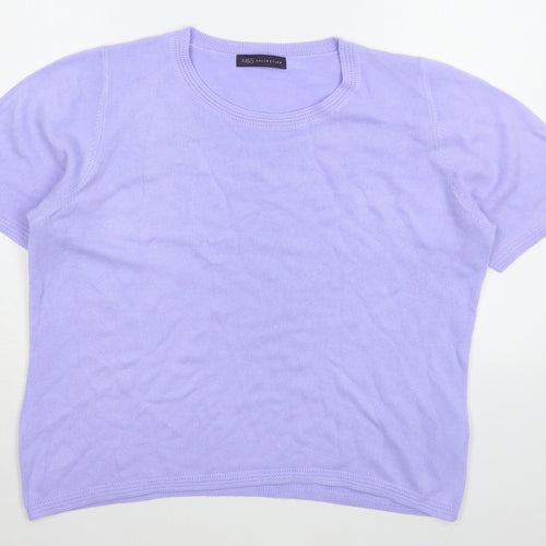 Marks and Spencer Womens Purple Boat Neck  Acrylic Pullover Jumper Size 16