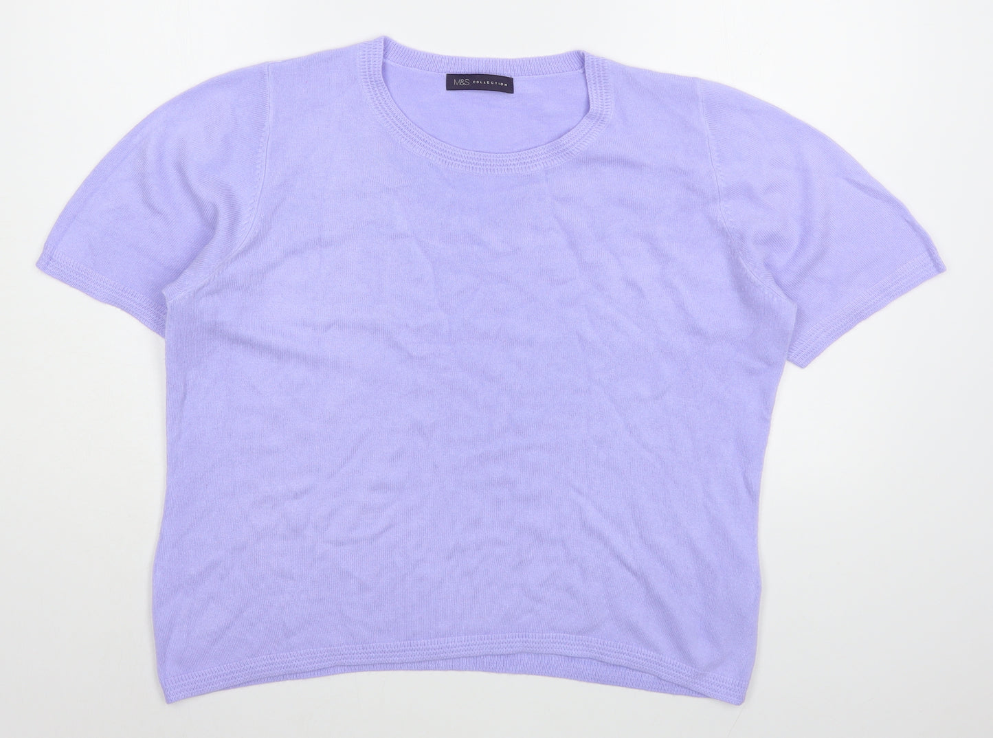 Marks and Spencer Womens Purple Boat Neck  Acrylic Pullover Jumper Size 16