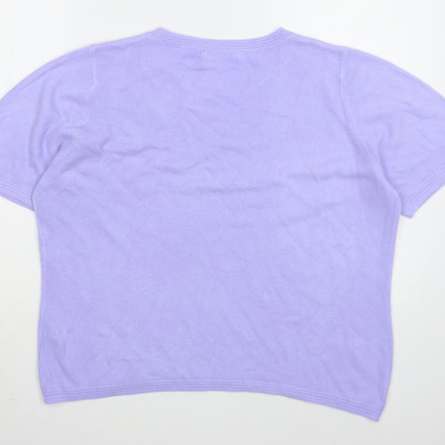 Marks and Spencer Womens Purple Boat Neck  Acrylic Pullover Jumper Size 16