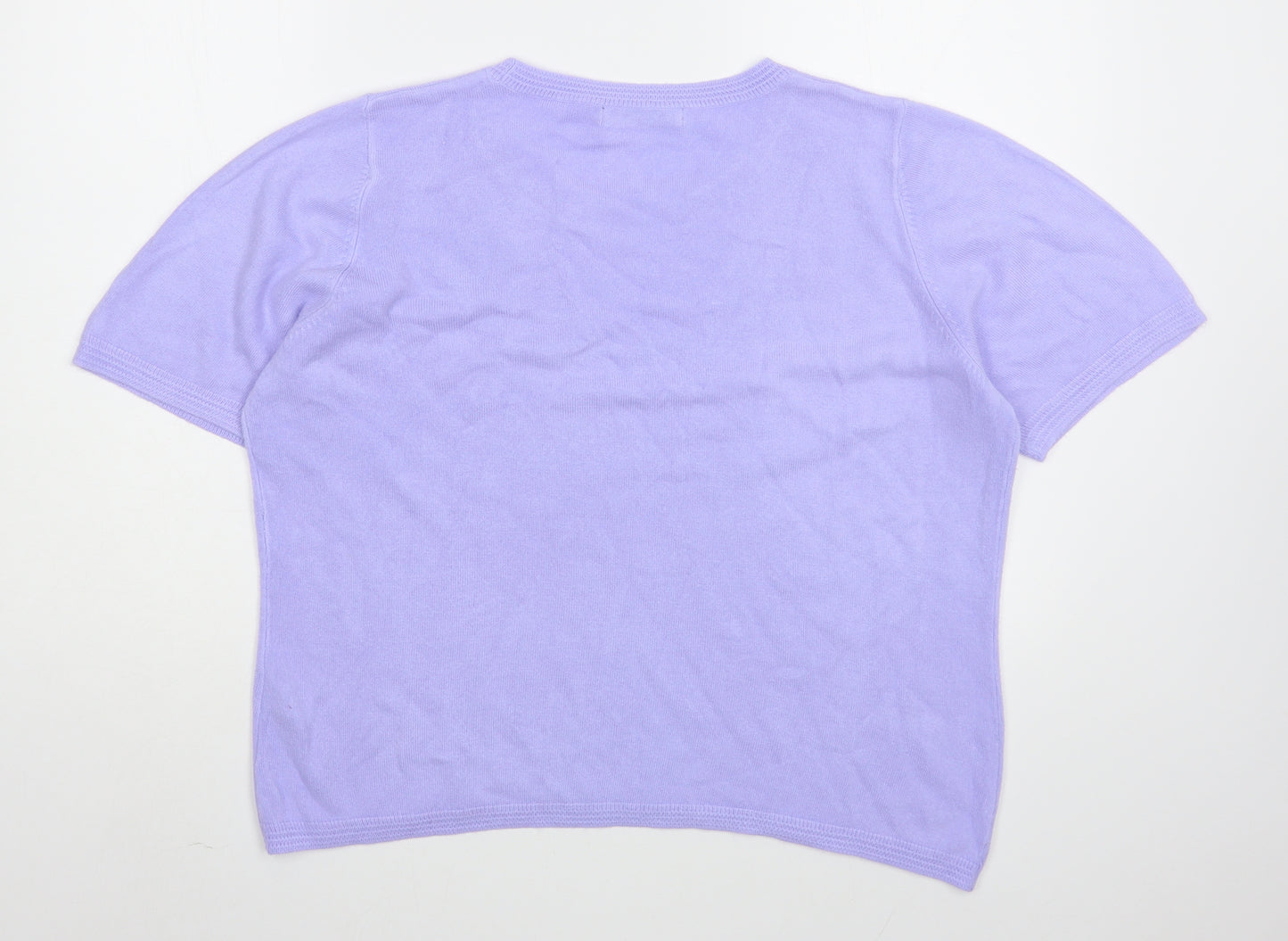 Marks and Spencer Womens Purple Boat Neck  Acrylic Pullover Jumper Size 16