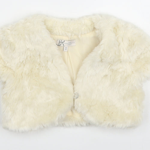 BHS Girls White   Jacket Waistcoat Size 5-6 Years  Button - Faux Fur