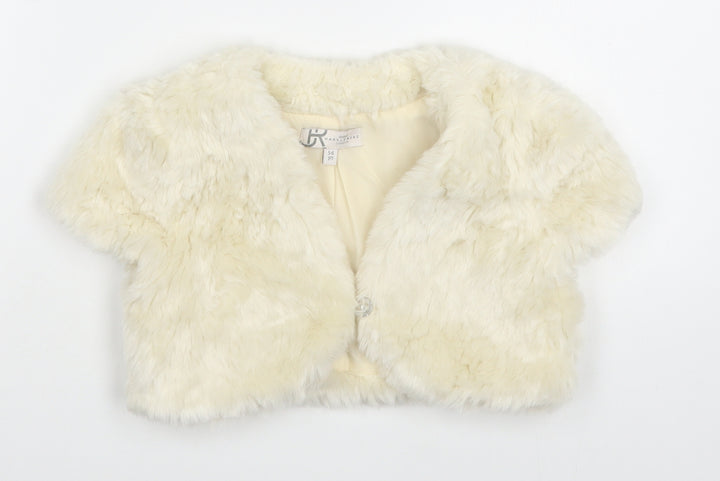 BHS Girls White   Jacket Waistcoat Size 5-6 Years  Button - Faux Fur