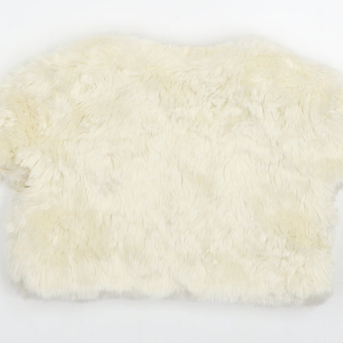 BHS Girls White   Jacket Waistcoat Size 5-6 Years  Button - Faux Fur