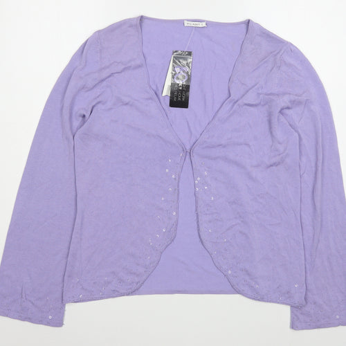 Planet Womens Purple V-Neck  Viscose Cardigan Jumper Size M