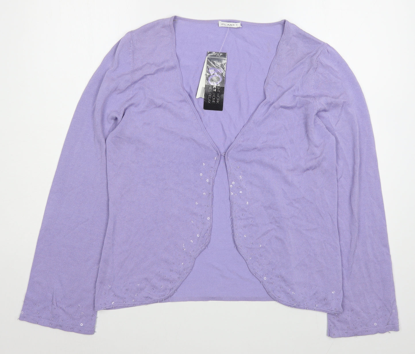 Planet Womens Purple V-Neck  Viscose Cardigan Jumper Size M