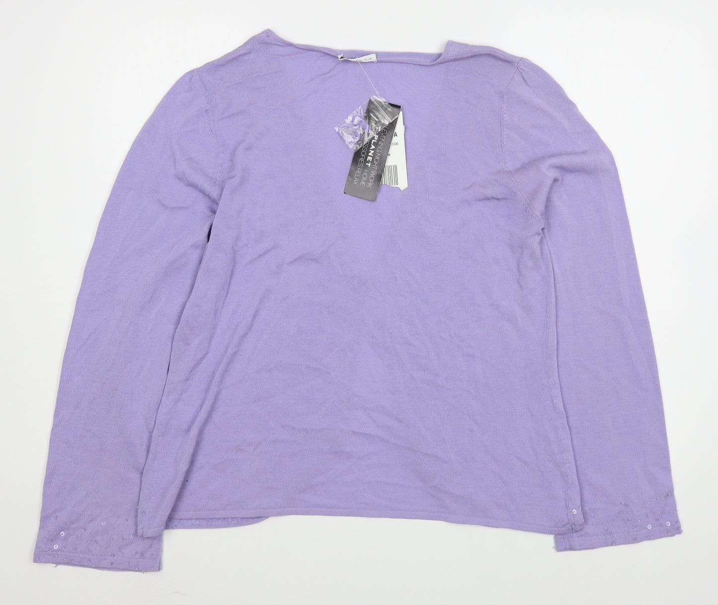 Planet Womens Purple V-Neck  Viscose Cardigan Jumper Size M