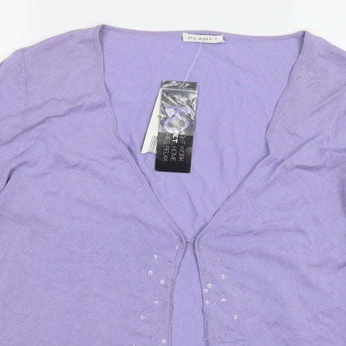 Planet Womens Purple V-Neck  Viscose Cardigan Jumper Size M