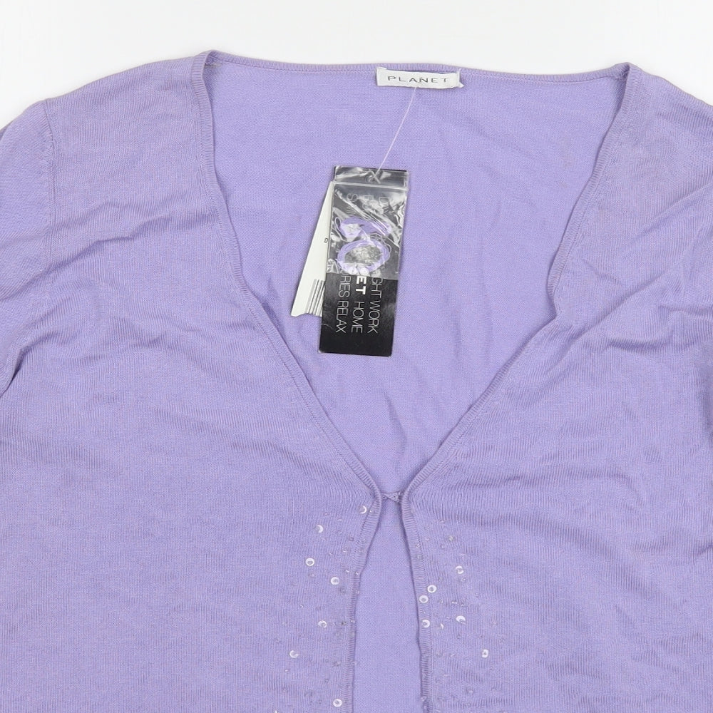 Planet Womens Purple V-Neck  Viscose Cardigan Jumper Size M