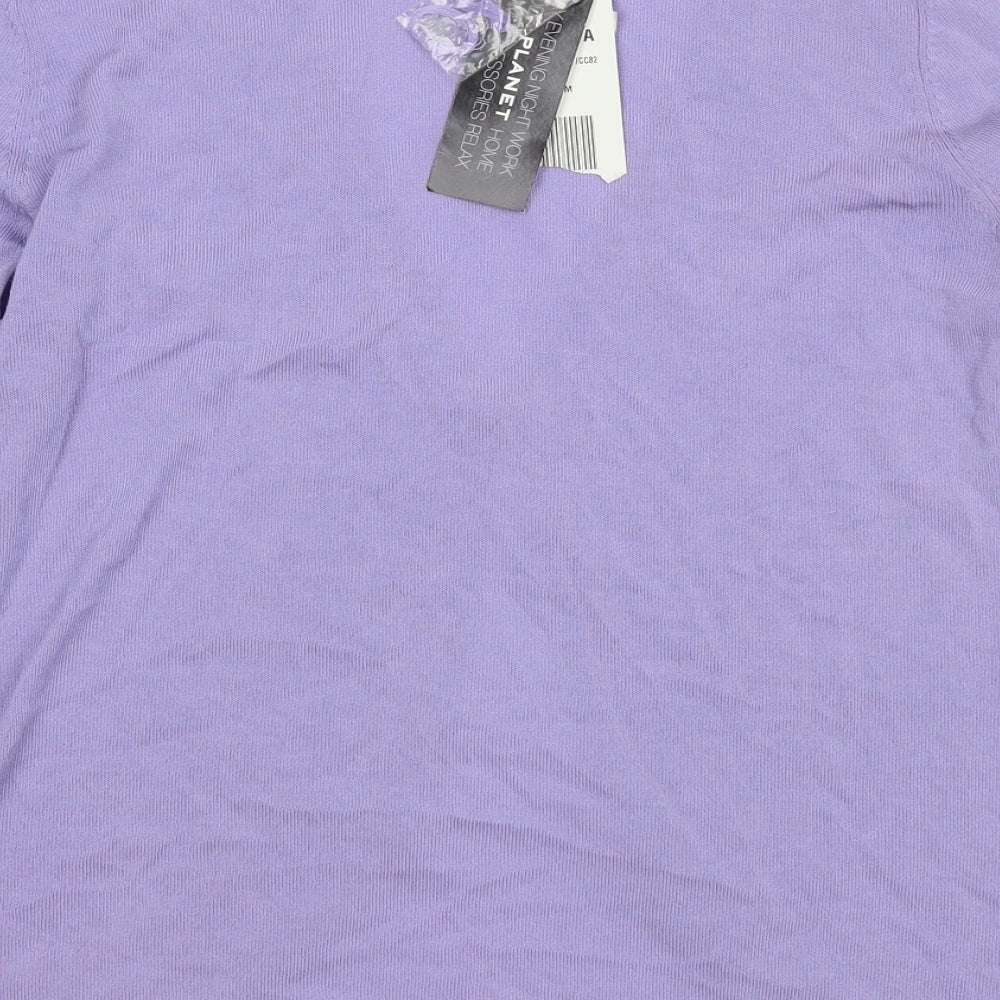 Planet Womens Purple V-Neck  Viscose Cardigan Jumper Size M