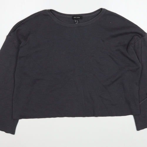 New Look Womens Grey Boat Neck  Acrylic Pullover Jumper Size 12