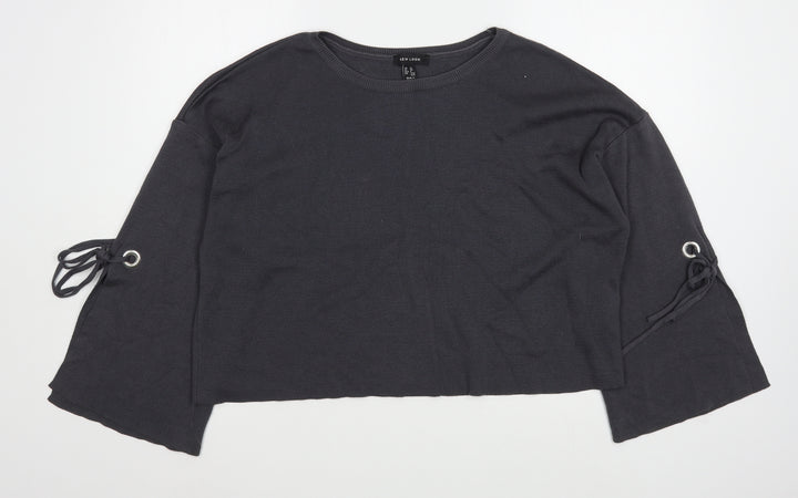 New Look Womens Grey Boat Neck  Acrylic Pullover Jumper Size 12