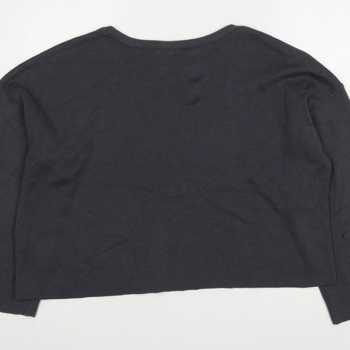 New Look Womens Grey Boat Neck  Acrylic Pullover Jumper Size 12