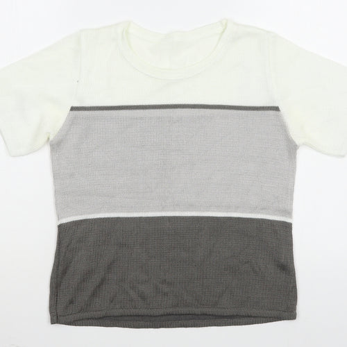 Preworn Womens Grey  Viscose Basic T-Shirt Size S Boat Neck