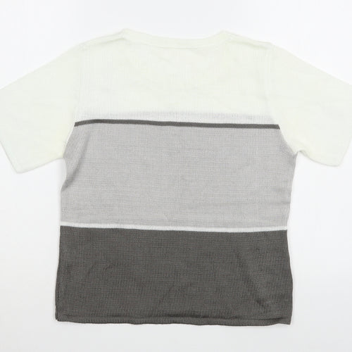 Preworn Womens Grey  Viscose Basic T-Shirt Size S Boat Neck