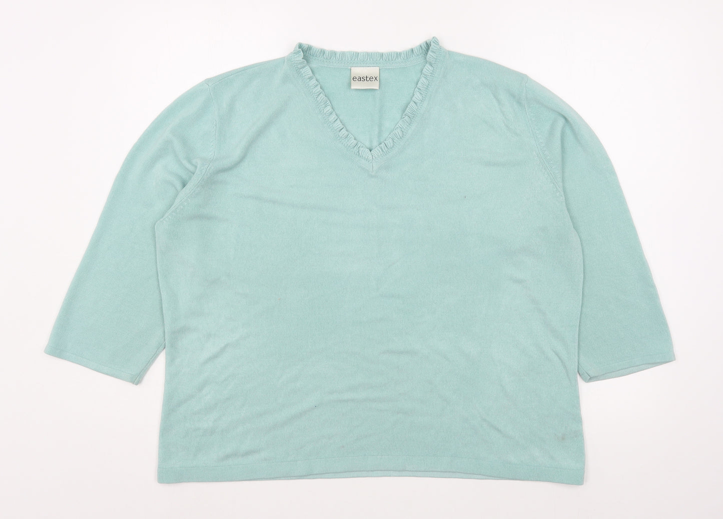 Eastex Womens Green V-Neck  Acrylic Pullover Jumper Size 20