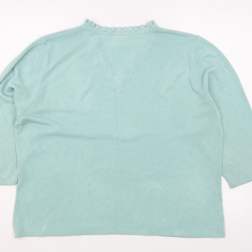 Eastex Womens Green V-Neck  Acrylic Pullover Jumper Size 20
